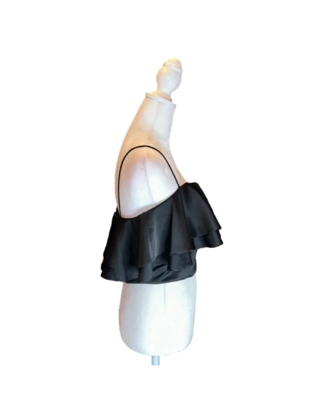 TOPSHOP Black Crop Ruffle Halter Top Size 6